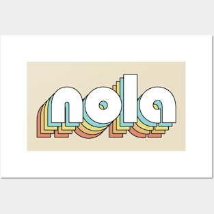 Nola - Retro Rainbow Typography Faded Style Posters and Art